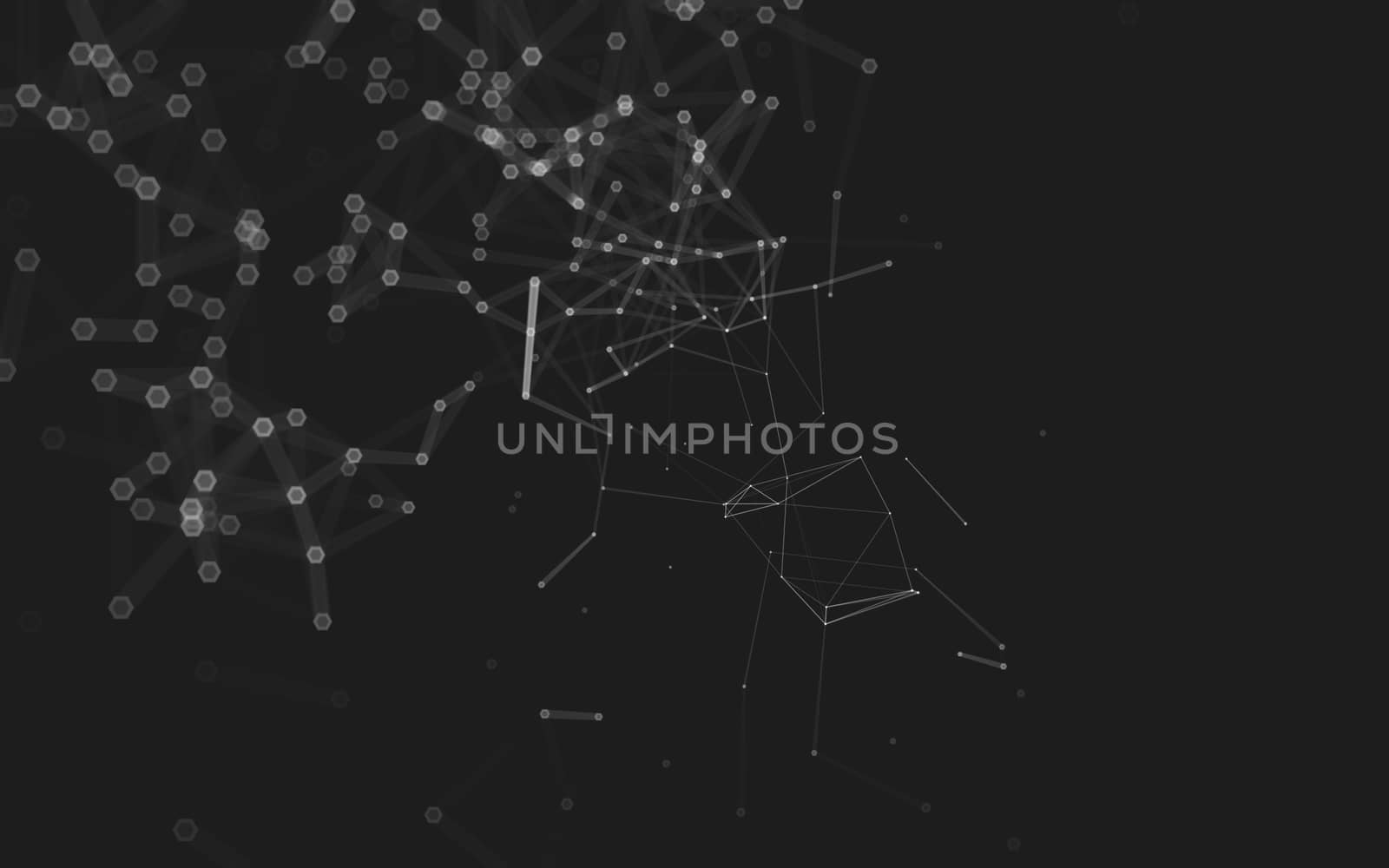 Abstract polygonal space low poly dark background with connecting dots and lines. Connection structure. 3d rendering