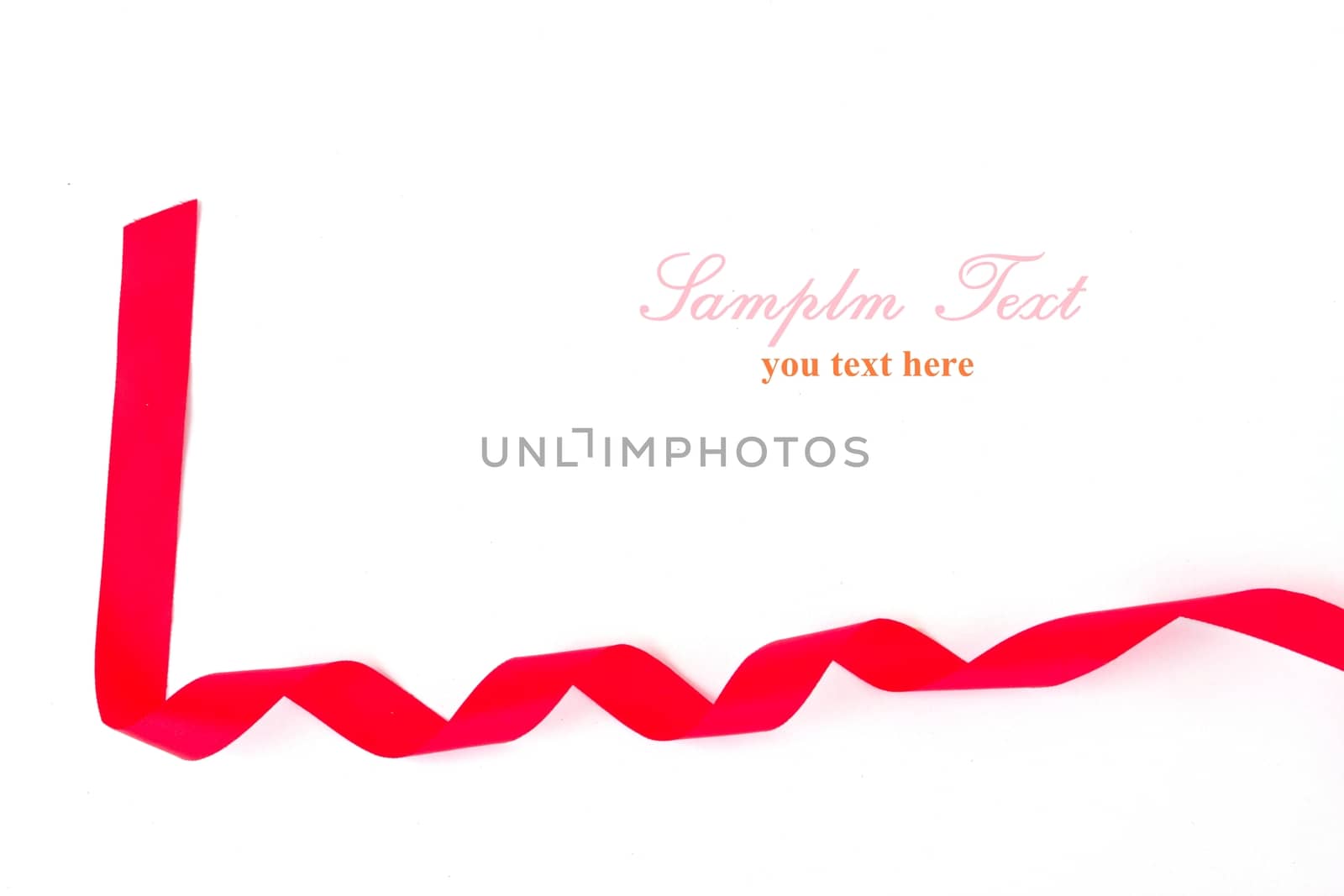 Red ribbon on white background 
