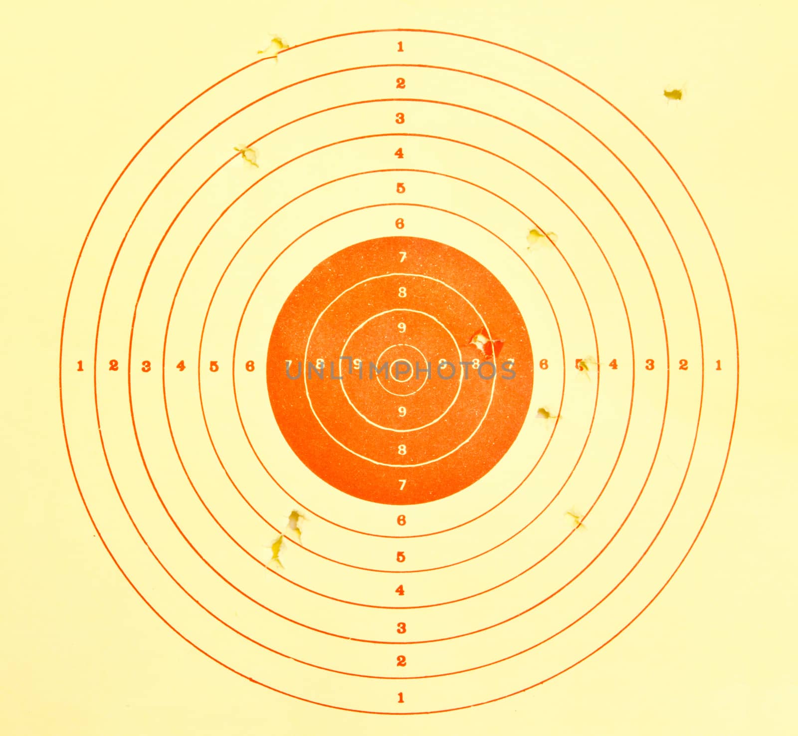 Holes in target, sport background 