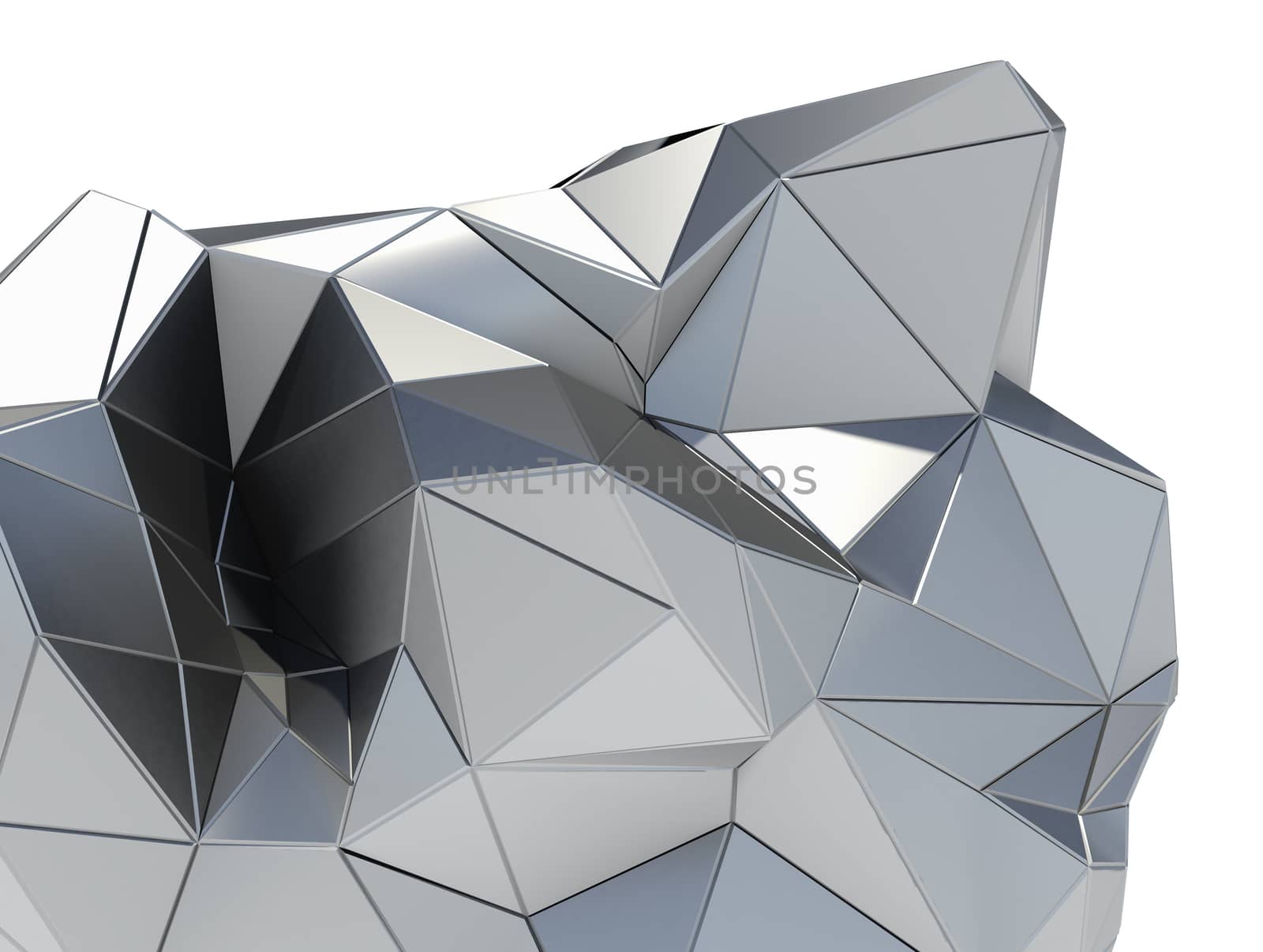 Metal modern building on white background. 3D illustration