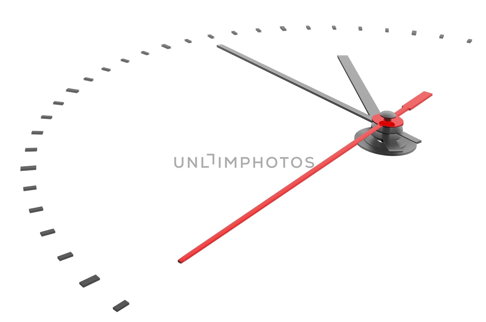 Clock and timestamp without numbers. Isolated. 3D illustration