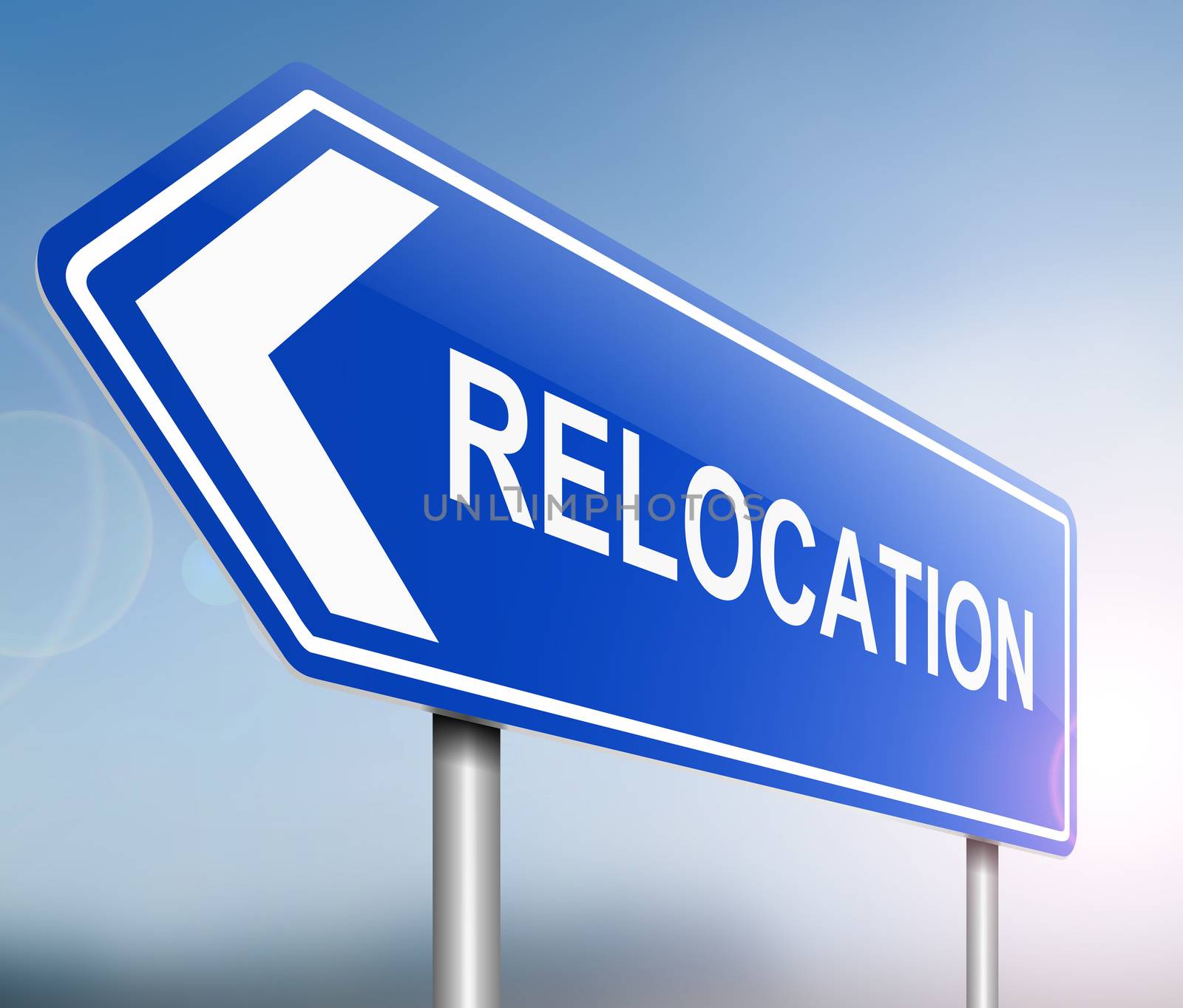 Illustration depicting a sign with a relocation concept.