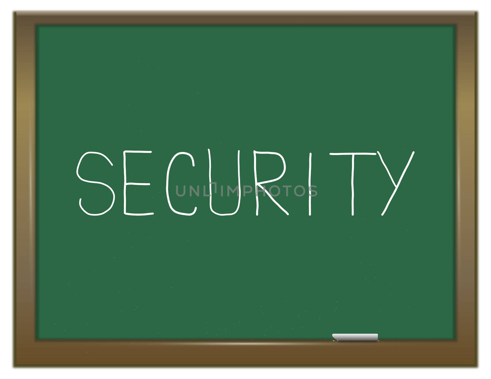 Illustration depicting a green chalkboard with a security concept.