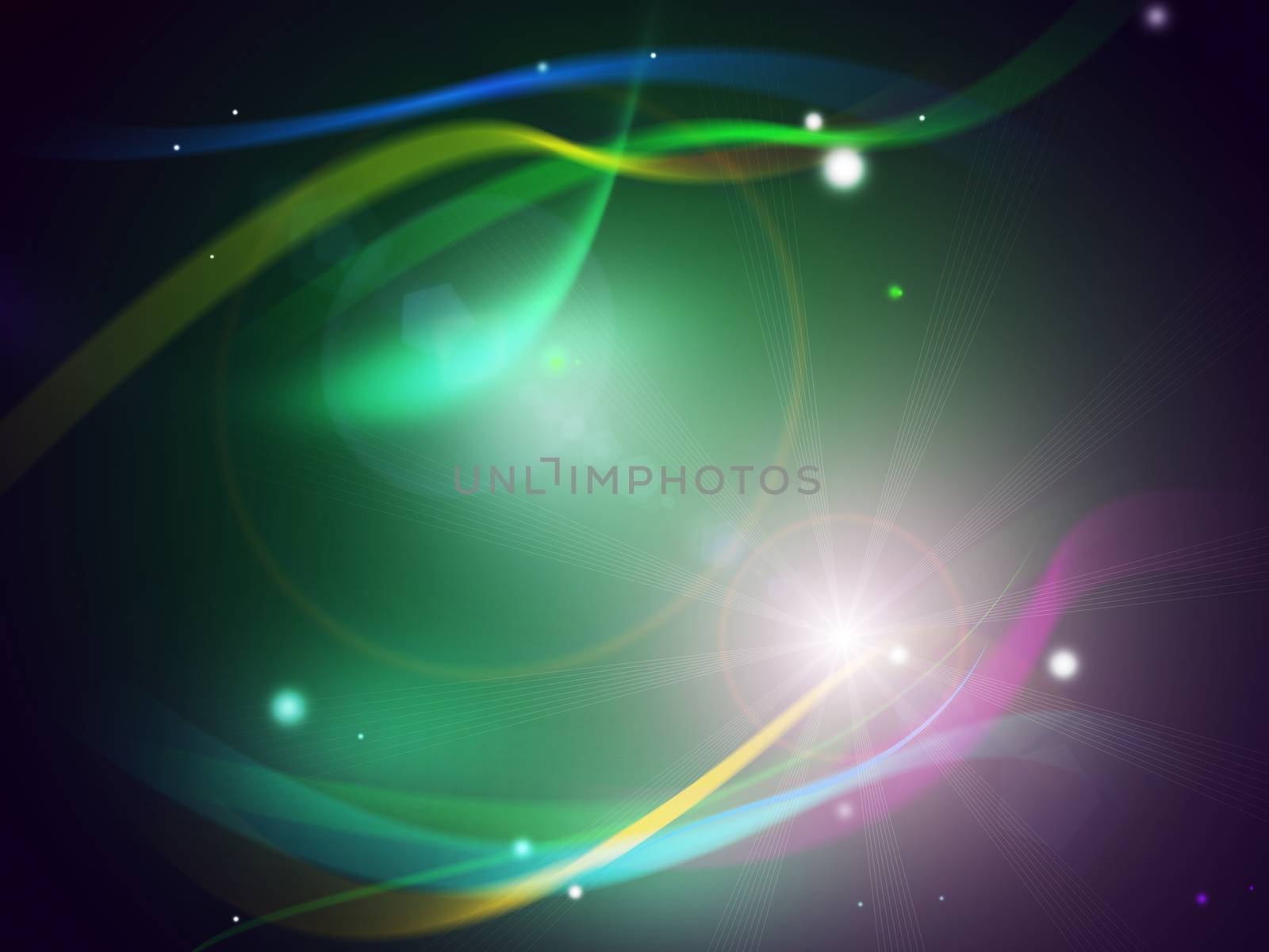 Abstract colorful background with energy waves and molecule