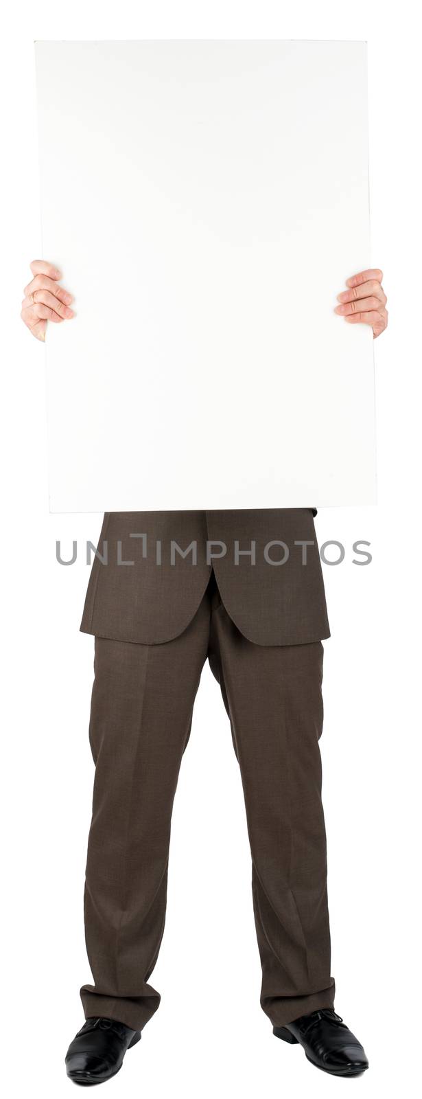 Man holding blank poster by cherezoff