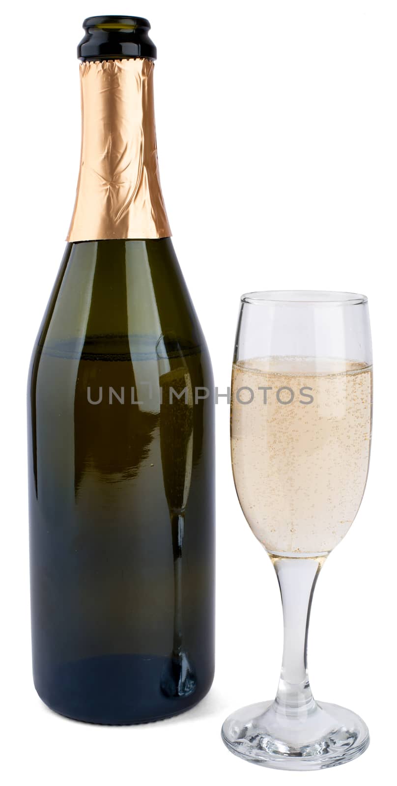 Champagne bottle and glass by cherezoff