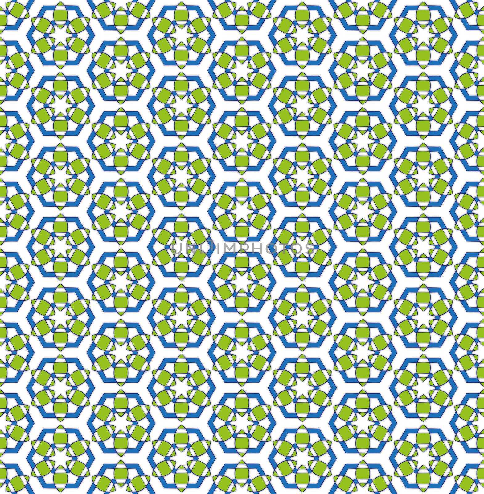 abstract background or textile green blue hexagonal flower pattern