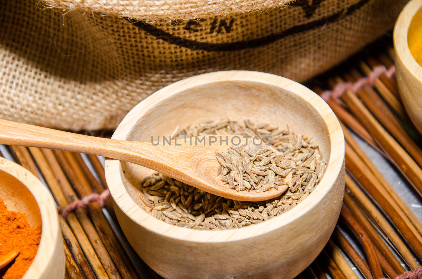 Cumin seed (Cuminum cyminum) herb for ingredient of food. Volatile oil, caraway (cumin oil) is used in incense, perfumes, drinks and carminative.