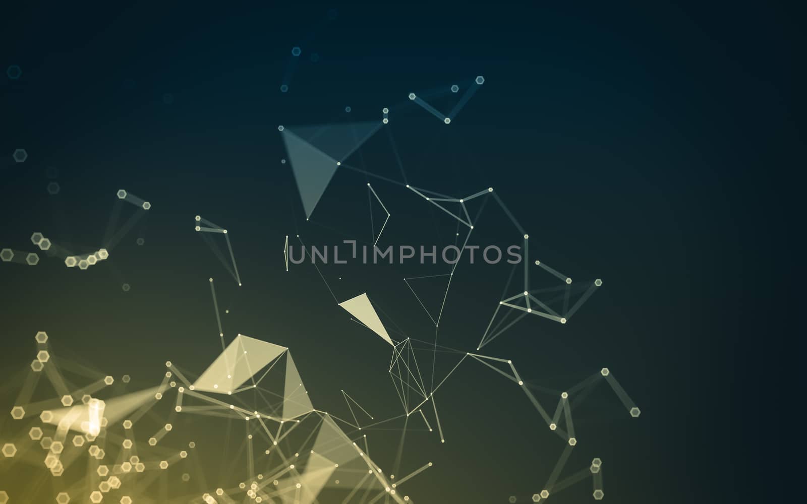 Abstract polygonal space low poly dark background with connecting dots and lines. Connection structure. 3d rendering