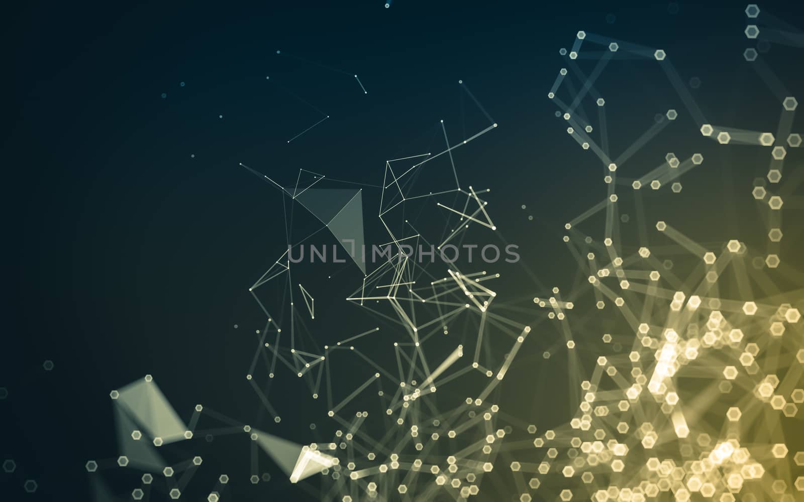 Abstract polygonal space low poly dark background, 3d rendering by teerawit