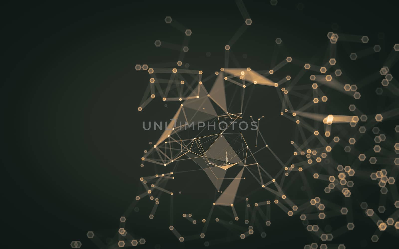 Abstract polygonal space low poly dark background with connecting dots and lines. Connection structure. 3d rendering