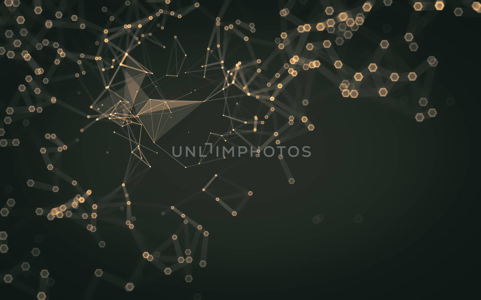 Abstract polygonal space low poly dark background, 3d rendering by teerawit