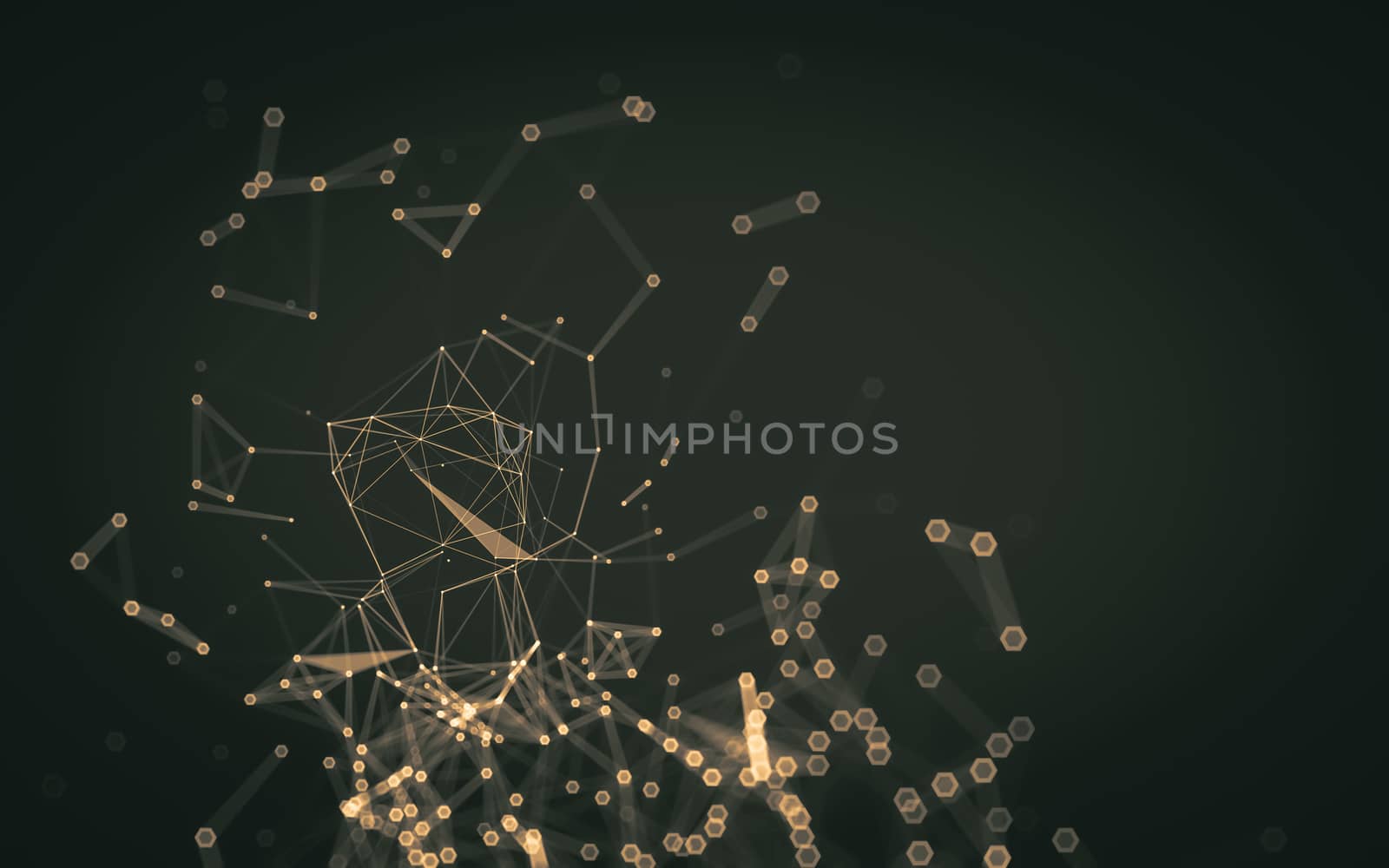 Abstract polygonal space low poly dark background, 3d rendering by teerawit