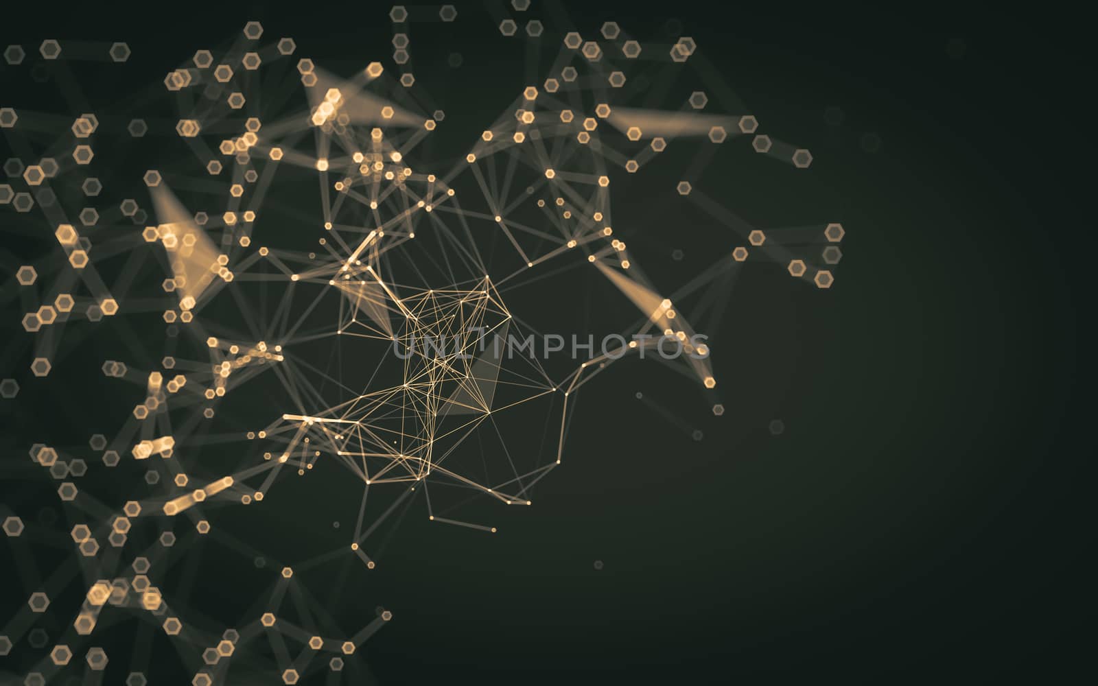 Abstract polygonal space low poly dark background with connecting dots and lines. Connection structure. 3d rendering