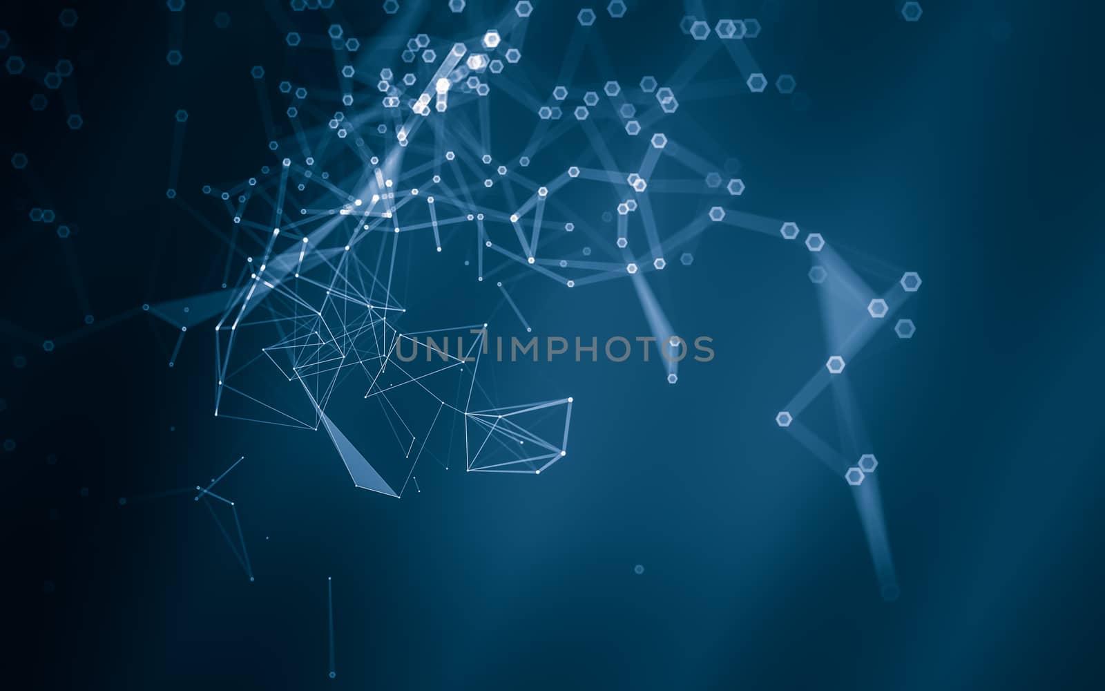 Abstract polygonal space low poly dark background with connecting dots and lines. Connection structure. 3d rendering