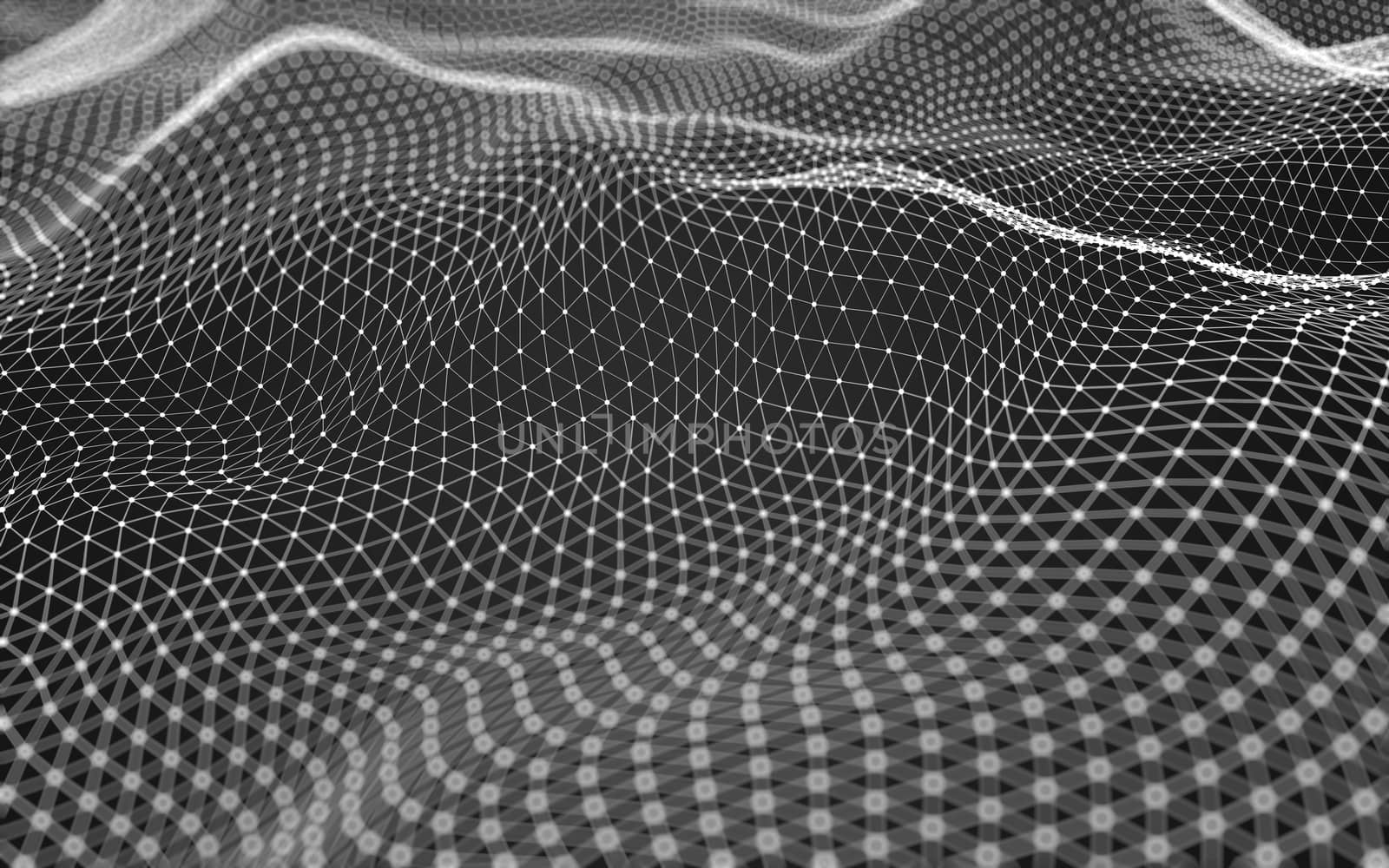 Abstract polygonal space low poly dark background with connecting dots and lines. Connection structure. 3d rendering