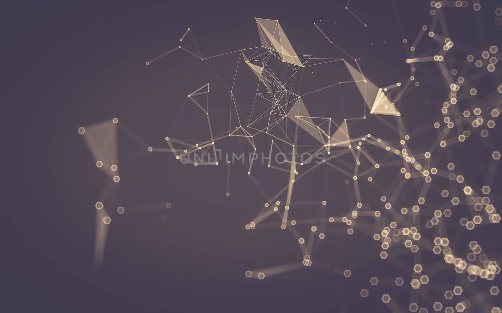 Abstract polygonal space low poly dark background, 3d rendering by teerawit