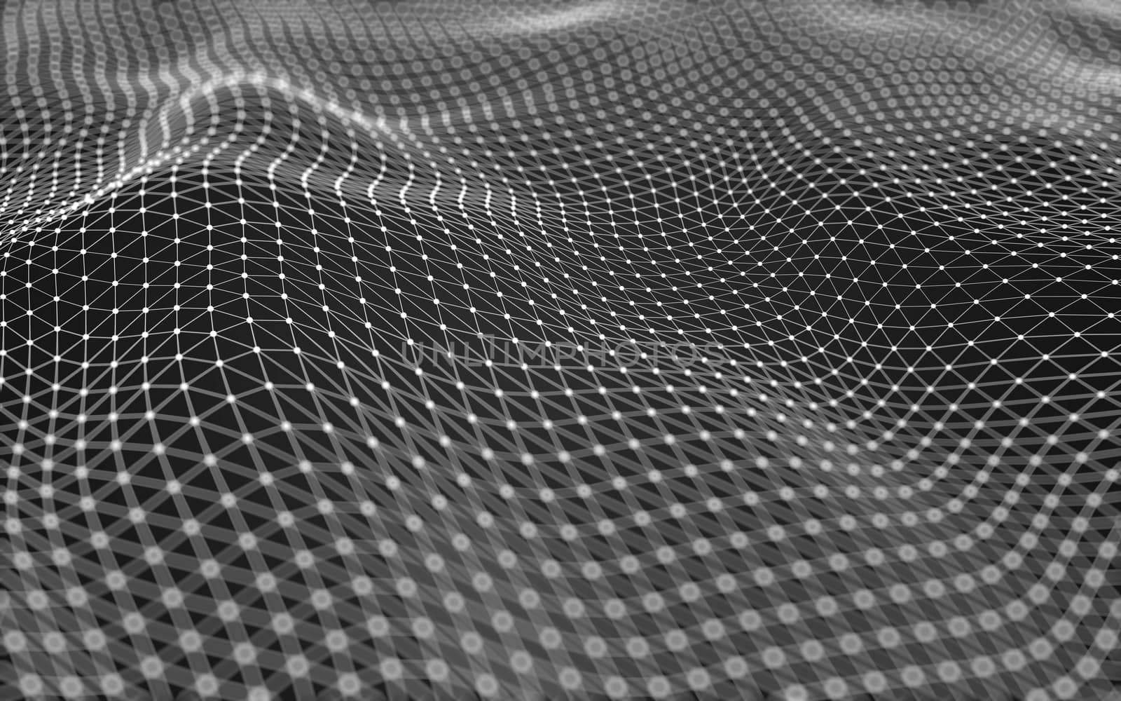 Abstract polygonal space low poly dark background with connecting dots and lines. Connection structure. 3d rendering