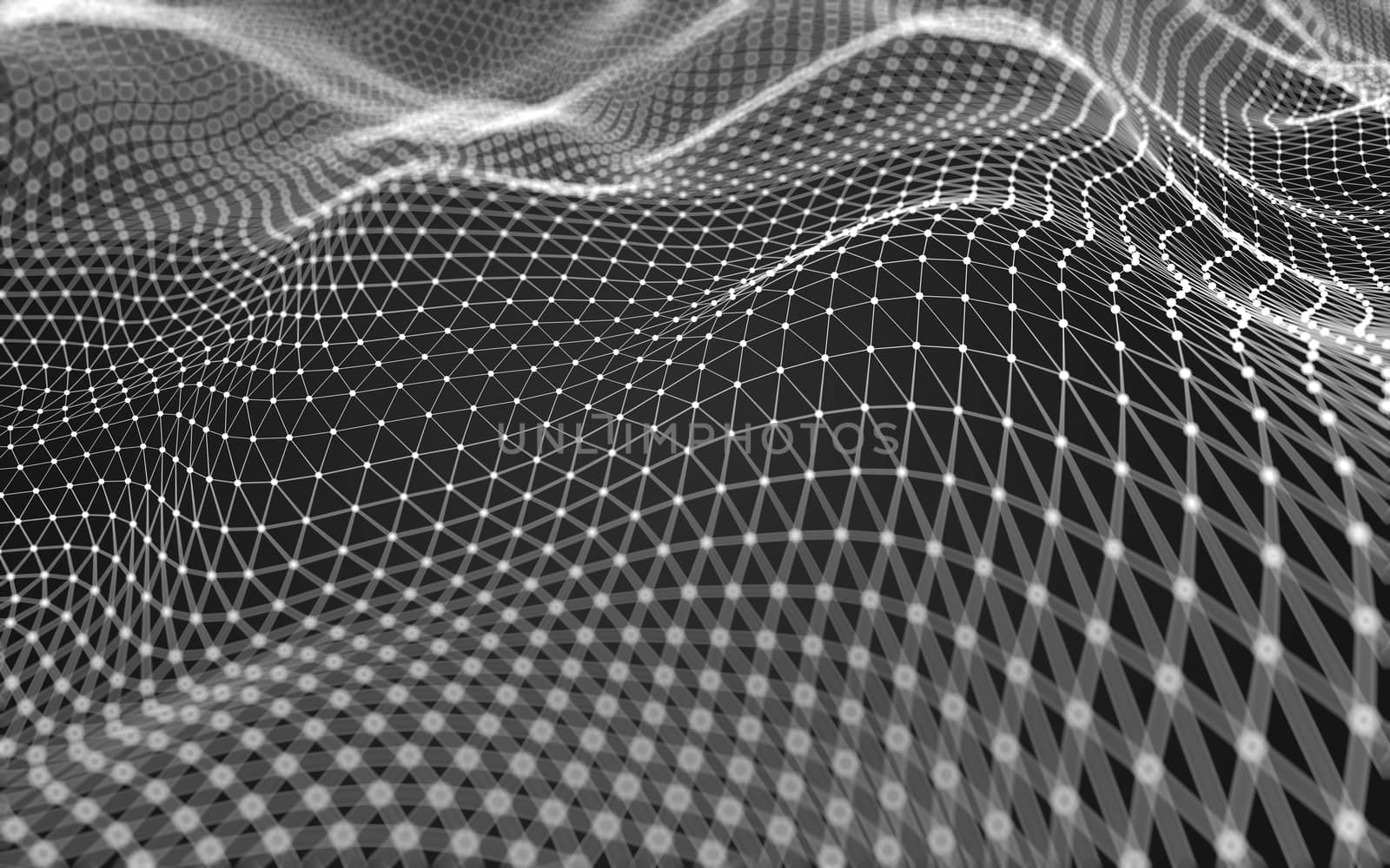 Abstract polygonal space low poly dark background with connecting dots and lines. Connection structure. 3d rendering