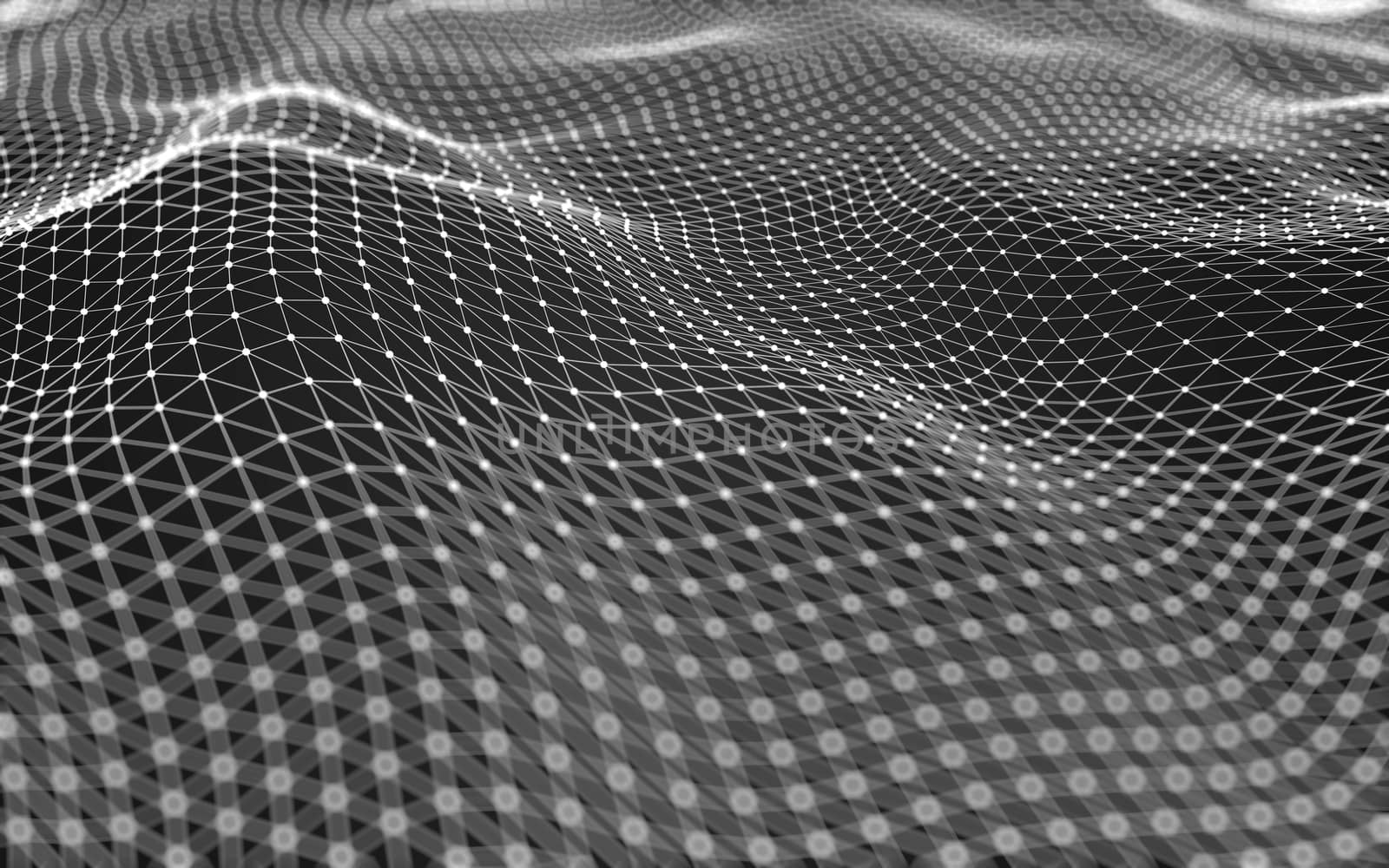 Abstract polygonal space low poly dark background with connecting dots and lines. Connection structure. 3d rendering