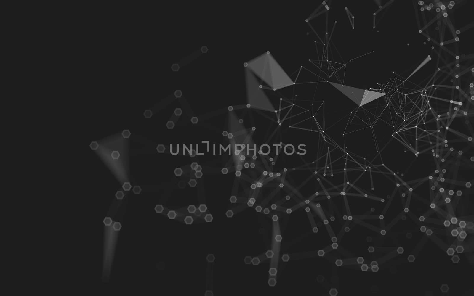 Abstract polygonal space low poly dark background with connecting dots and lines. Connection structure. 3d rendering