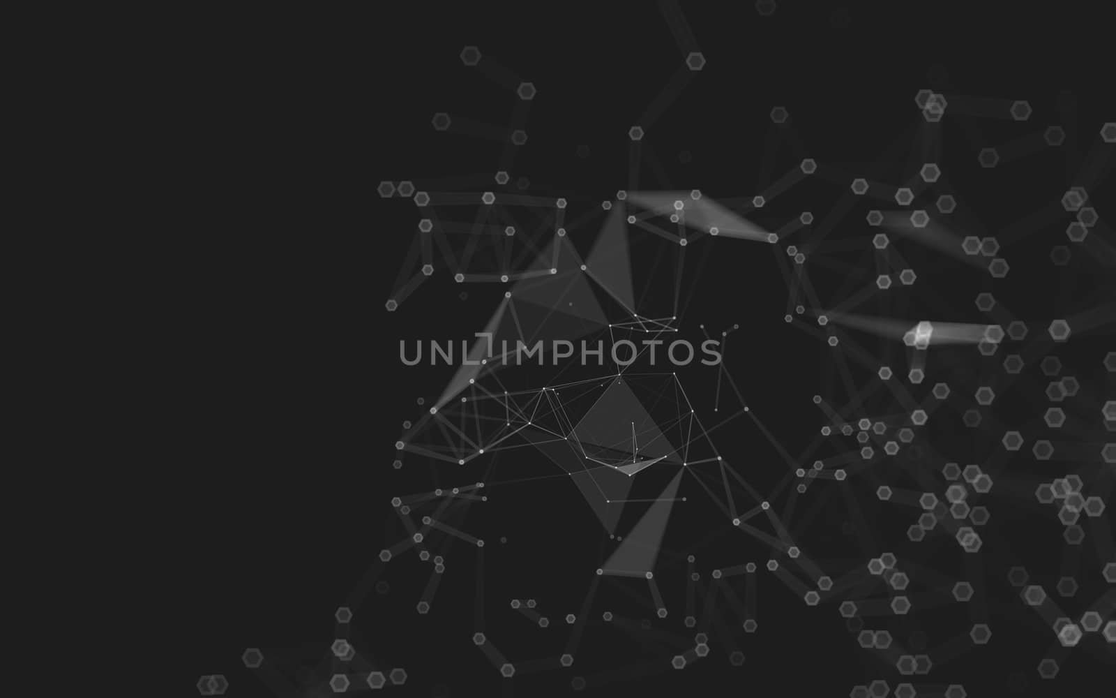 Abstract polygonal space low poly dark background with connecting dots and lines. Connection structure. 3d rendering