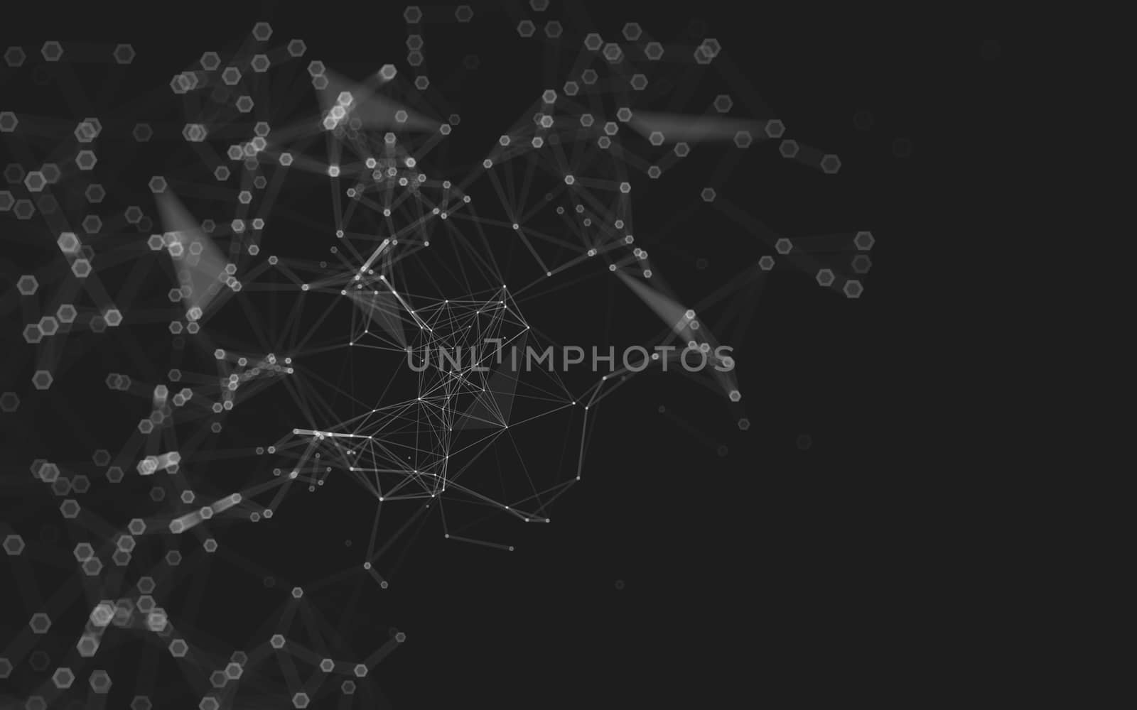 Abstract polygonal space low poly dark background with connecting dots and lines. Connection structure. 3d rendering