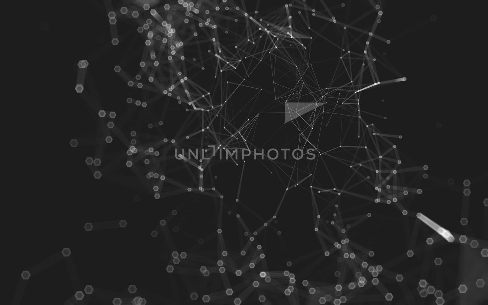 Abstract polygonal space low poly dark background with connecting dots and lines. Connection structure. 3d rendering