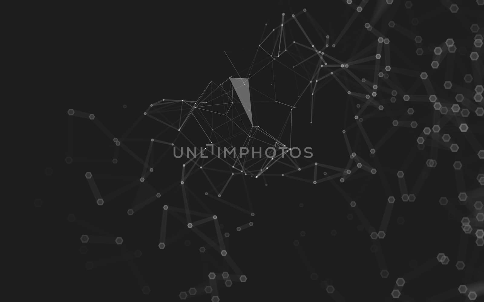 Abstract polygonal space low poly dark background with connecting dots and lines. Connection structure. 3d rendering