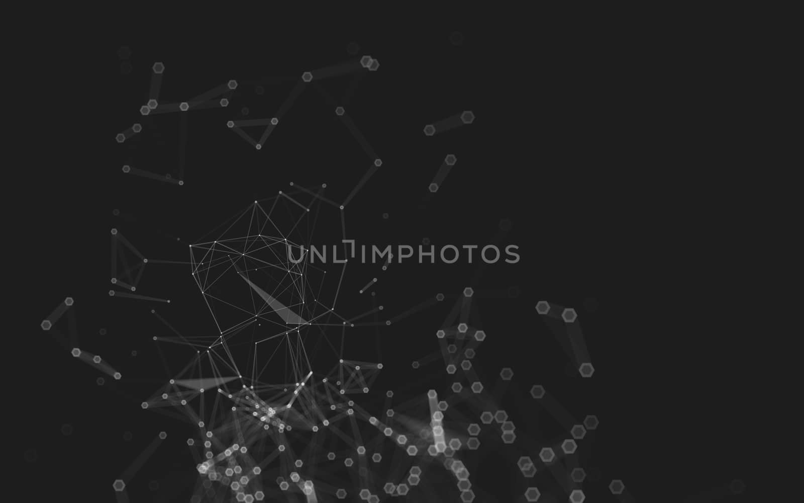 Abstract polygonal space low poly dark background with connecting dots and lines. Connection structure. 3d rendering