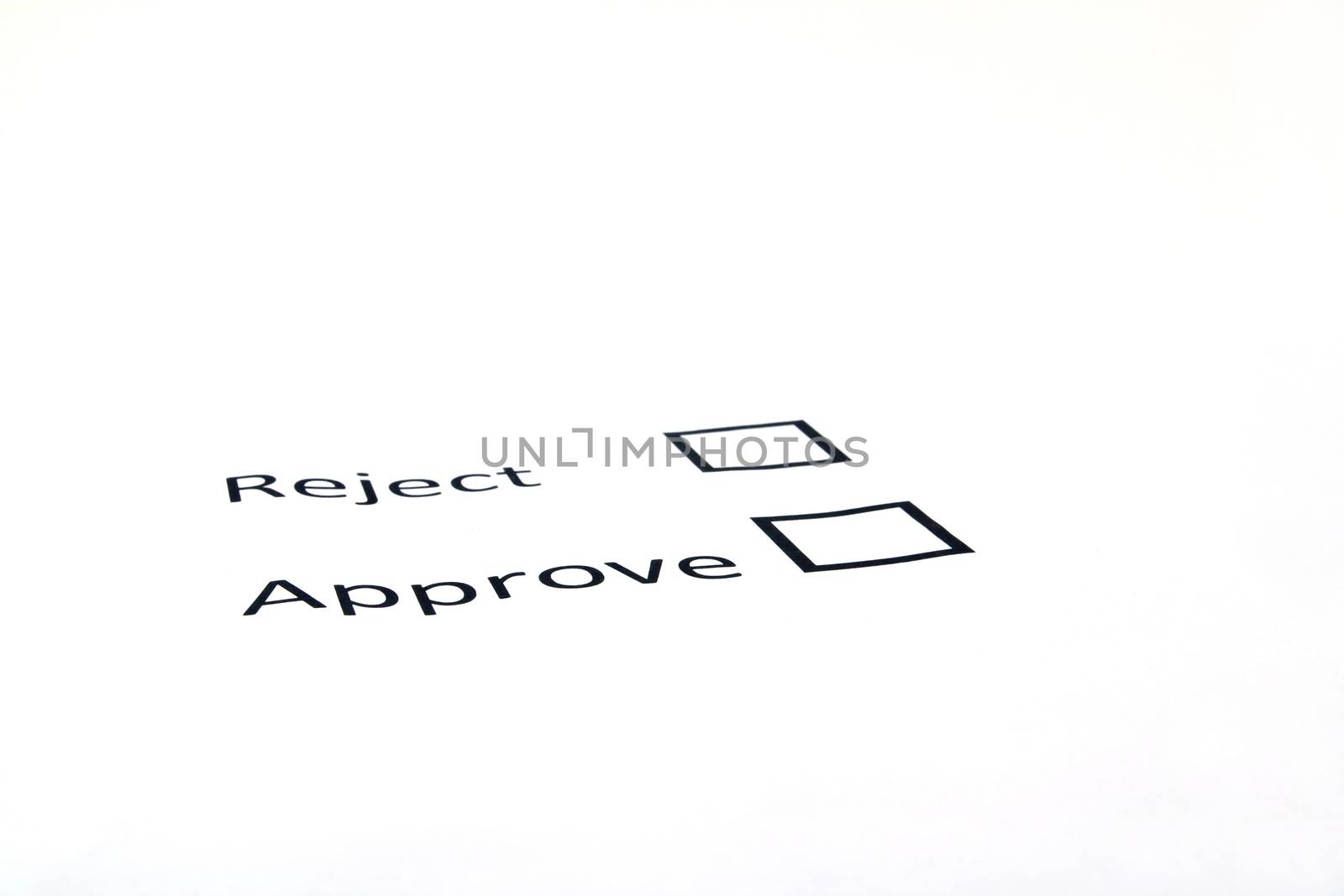 Approve and reject on white paper background