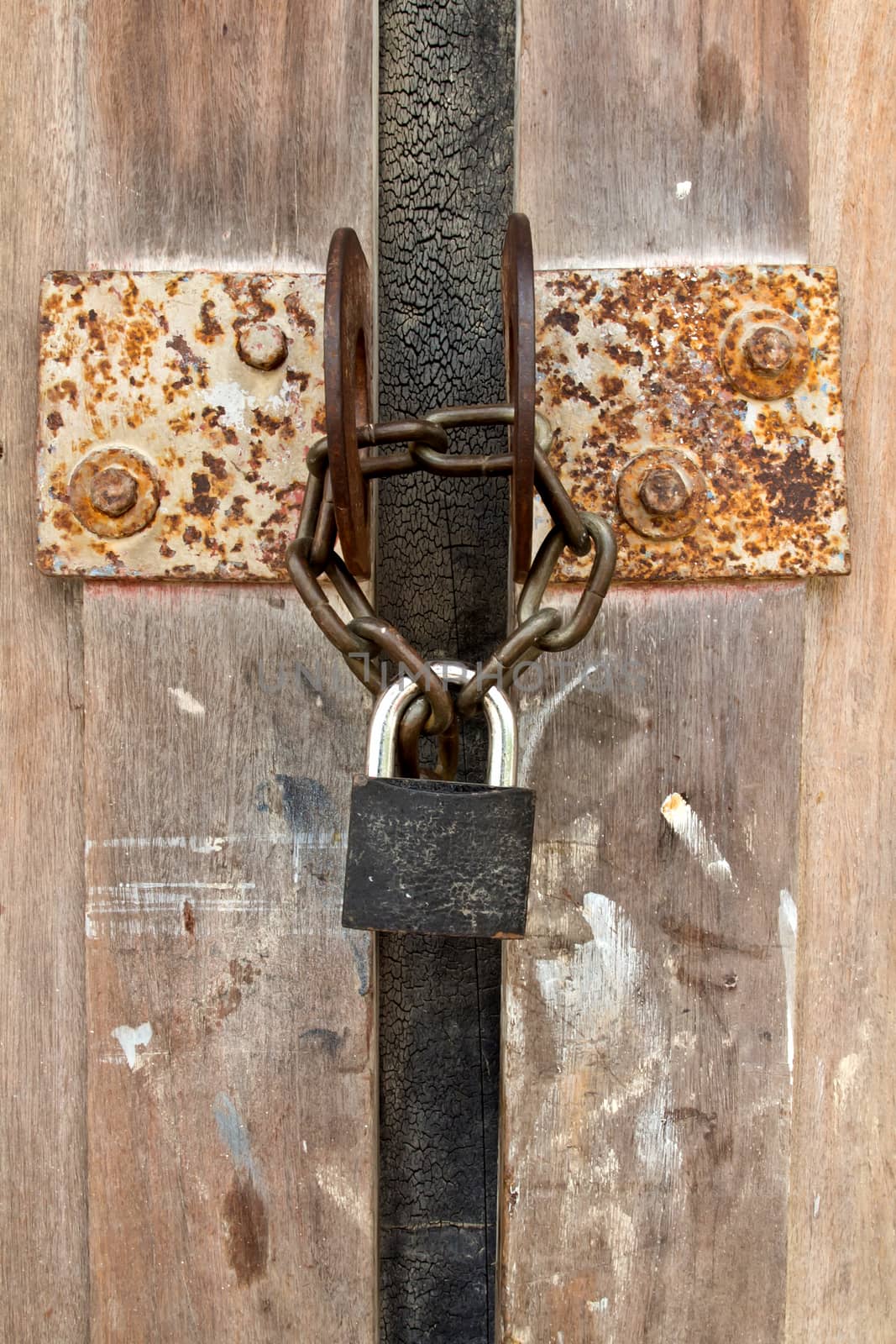 closed wood door with lock 