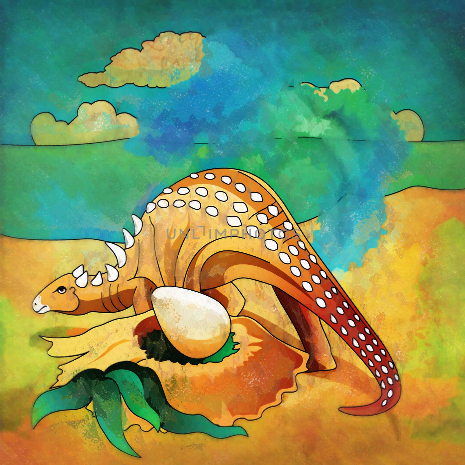 Dinosaur in the habitat. Illustration Of Ankylosaur by ConceptCafe