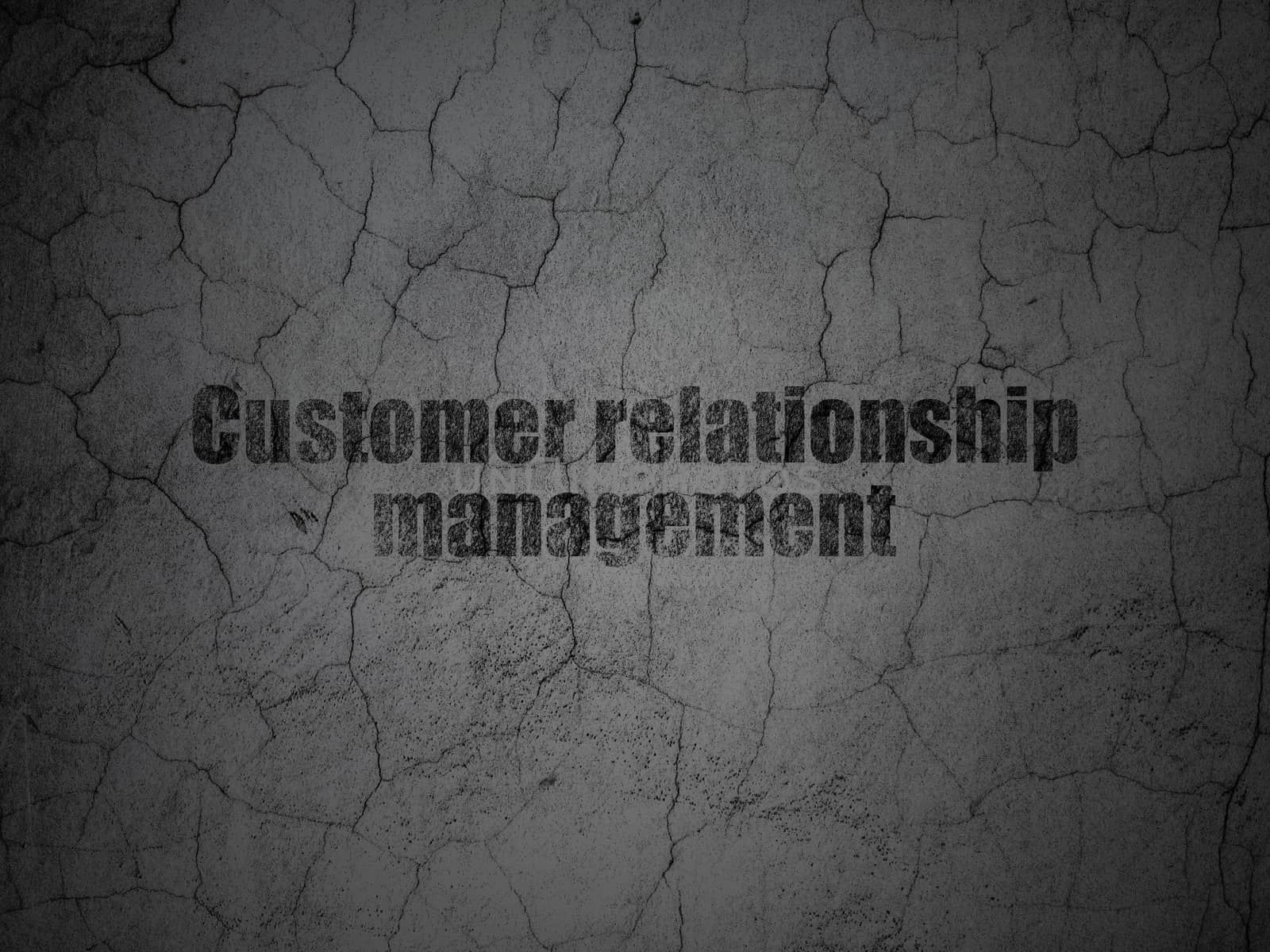 Marketing concept: Black Customer Relationship Management on grunge textured concrete wall background