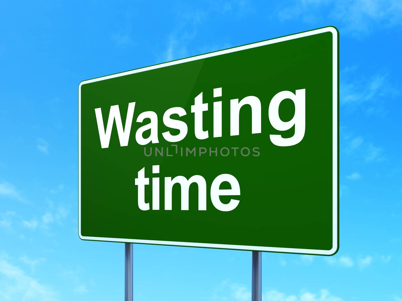 Timeline concept: Wasting Time on road sign background by maxkabakov