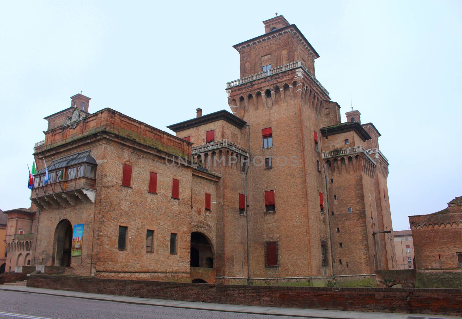 View of Castello Estense in Ferrara, Italy