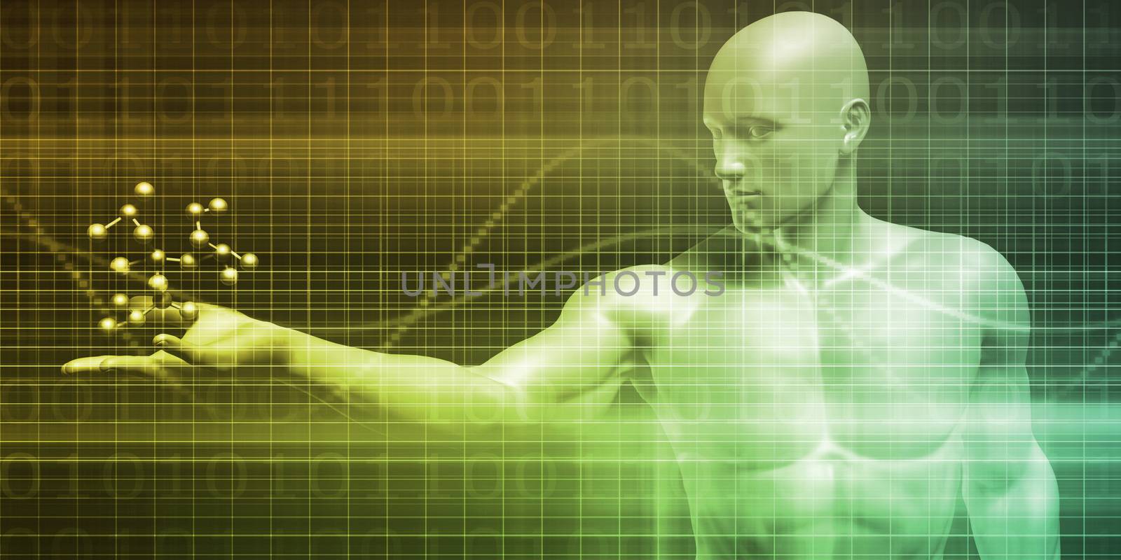 Scientist Holding a Molecule as a Science Concept