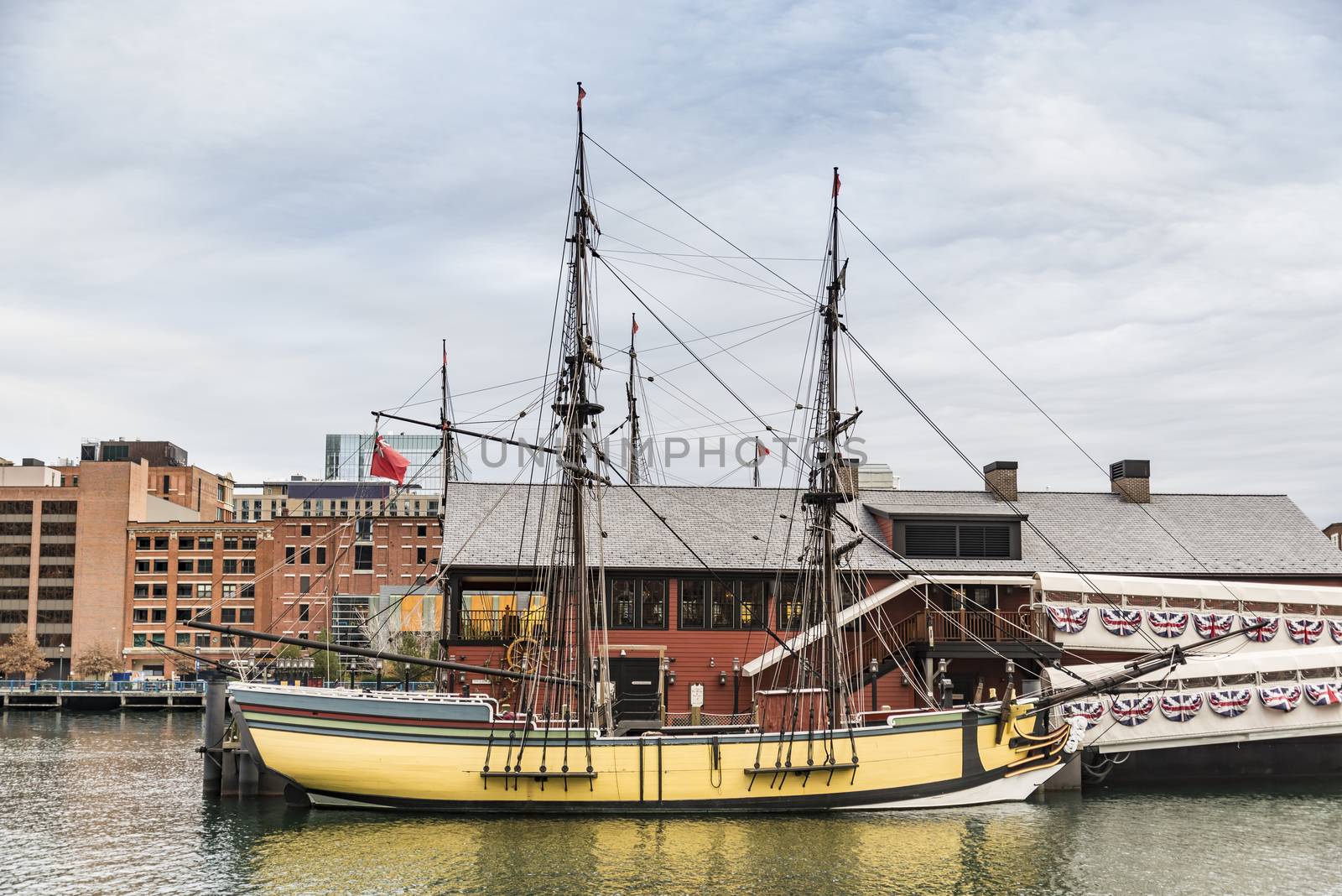 BOSTON - DECEMBER 13: The Boston Tea Party Museum on December 13, 2015, 2013. The museum was closed for eleven years after a fire, but reopened in June 2012.