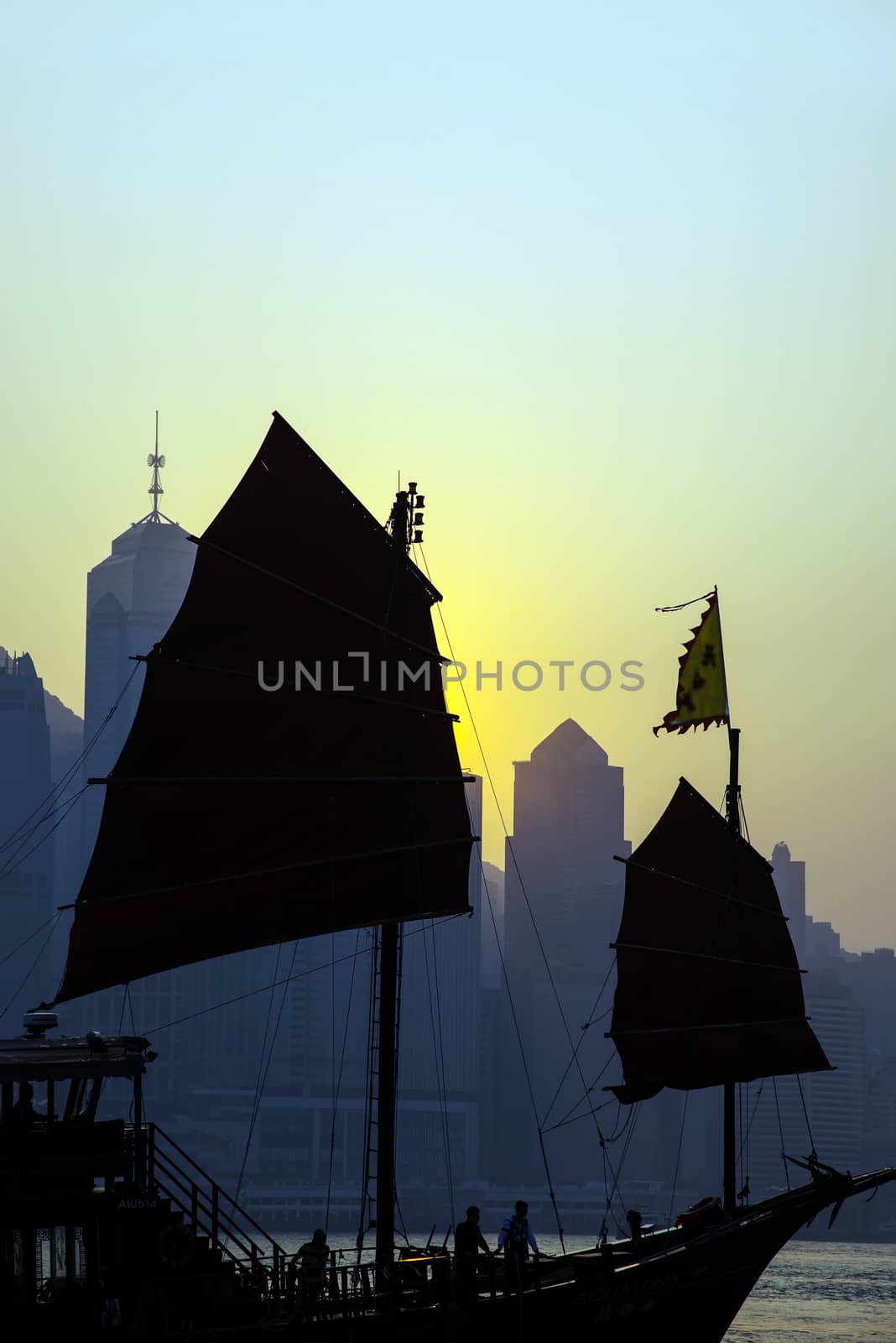 Silhouette,Night view at victoria harbour, Hong Kong by Yuri2012