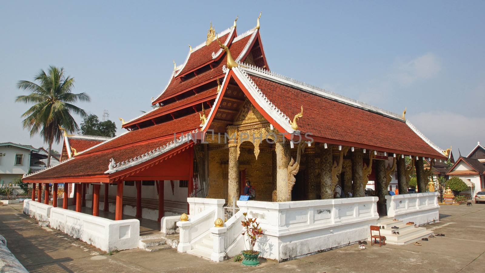 LUANG PRABANG, LAOS - FEBRUARY 11, 2016: Wat Mai Suwannaphumaham, one of the temples in Luang Prabang on February 10, 2016 in Laos, Asia