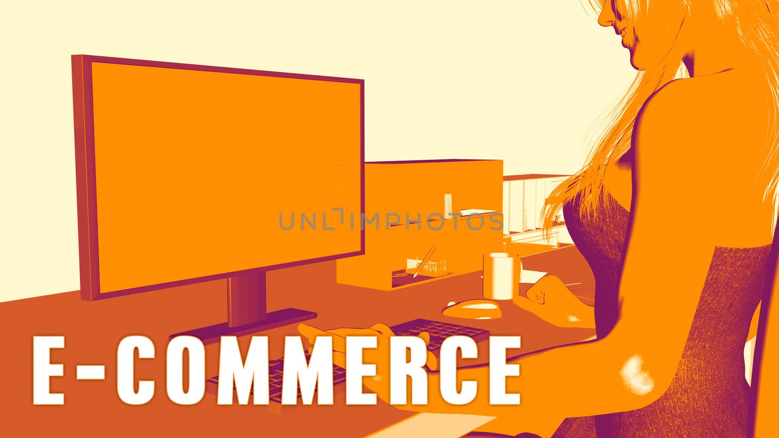  E-commerce Concept Course with Woman Looking at Computer