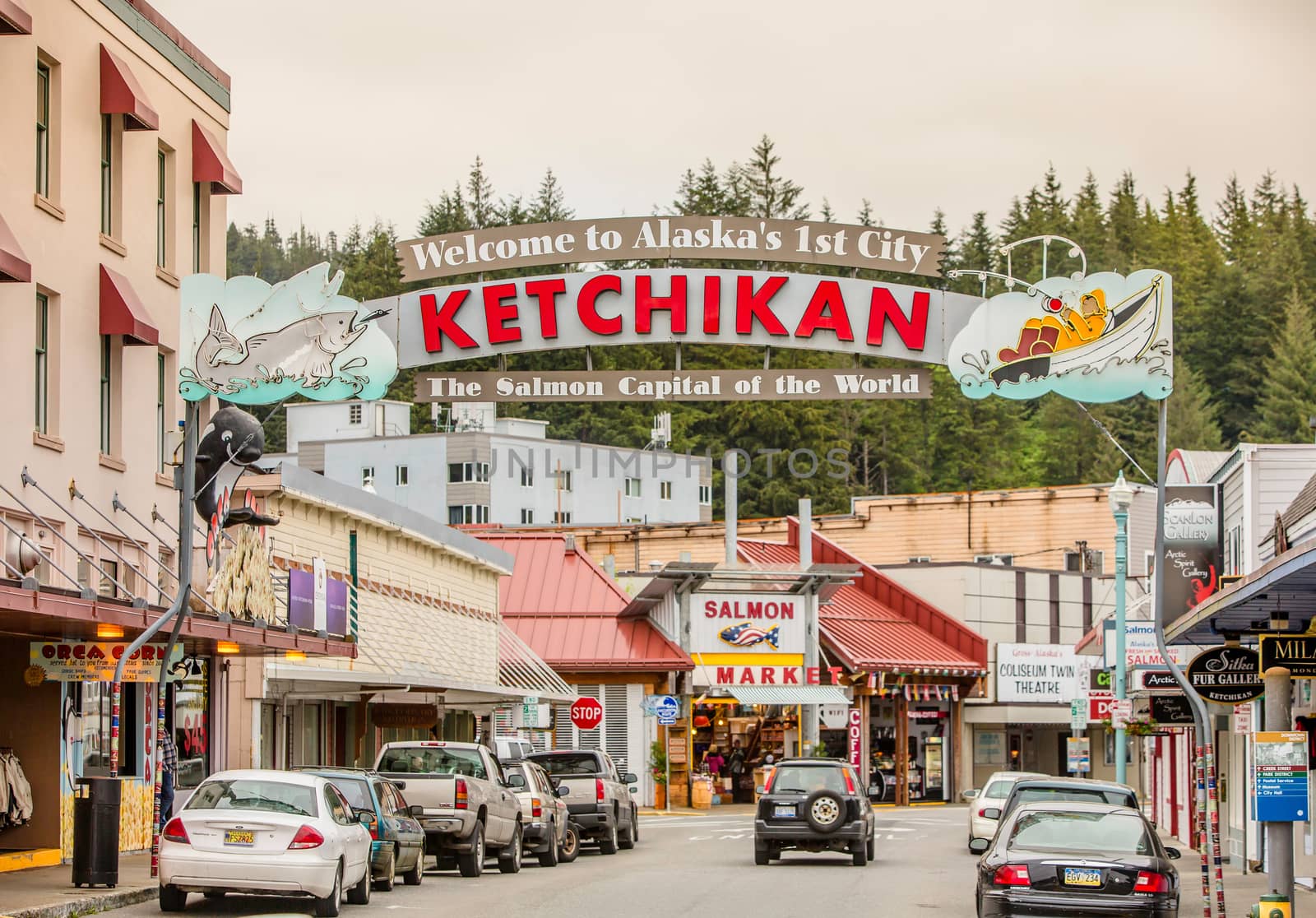 KETCHIKAN, AK - MAY 15: One of the first days of the tourist season on May 15, 2016 in Ketchikan, AK.
