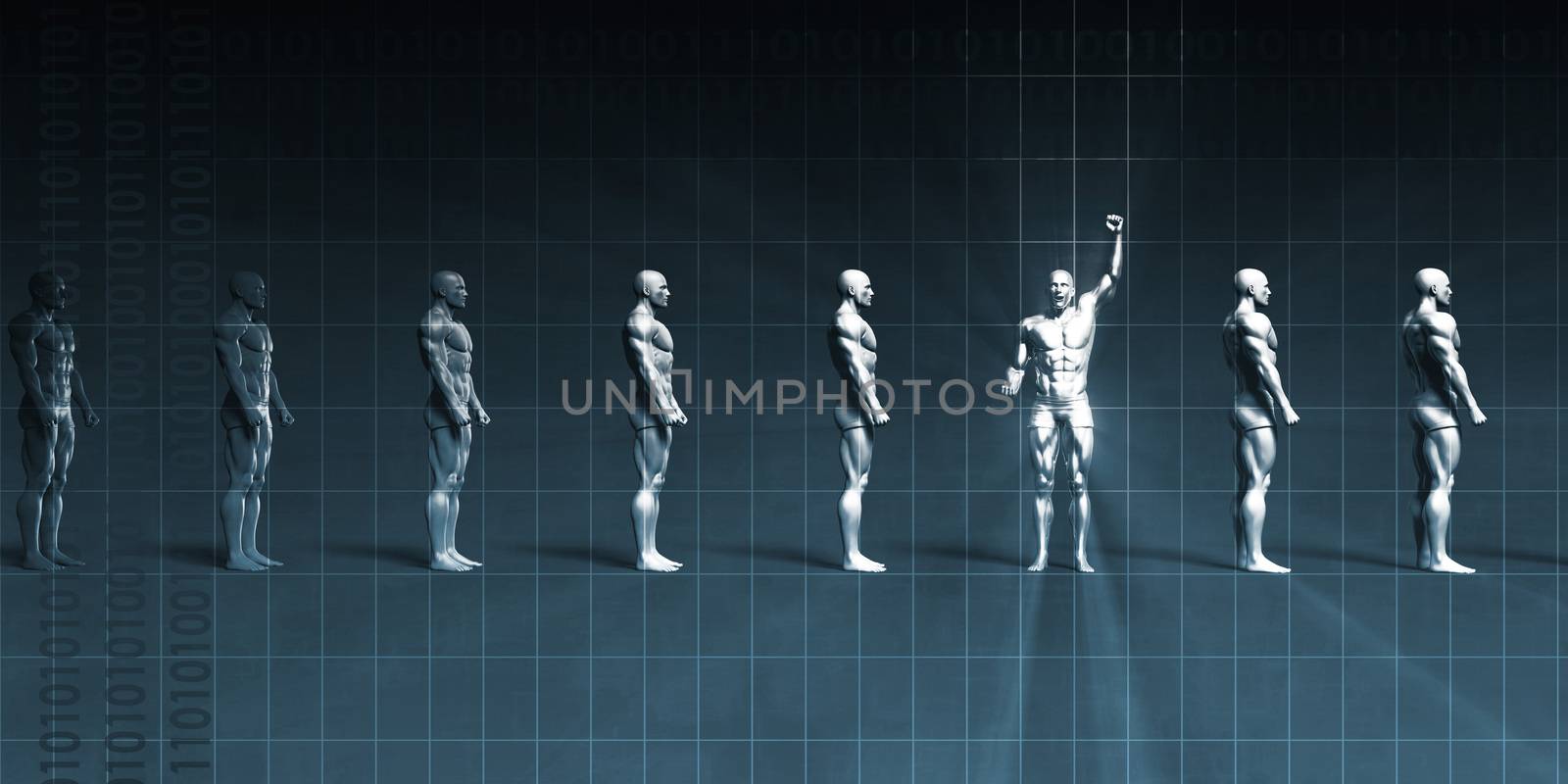 Leadership Abstract Background with Man Pumping Fist in Triumph