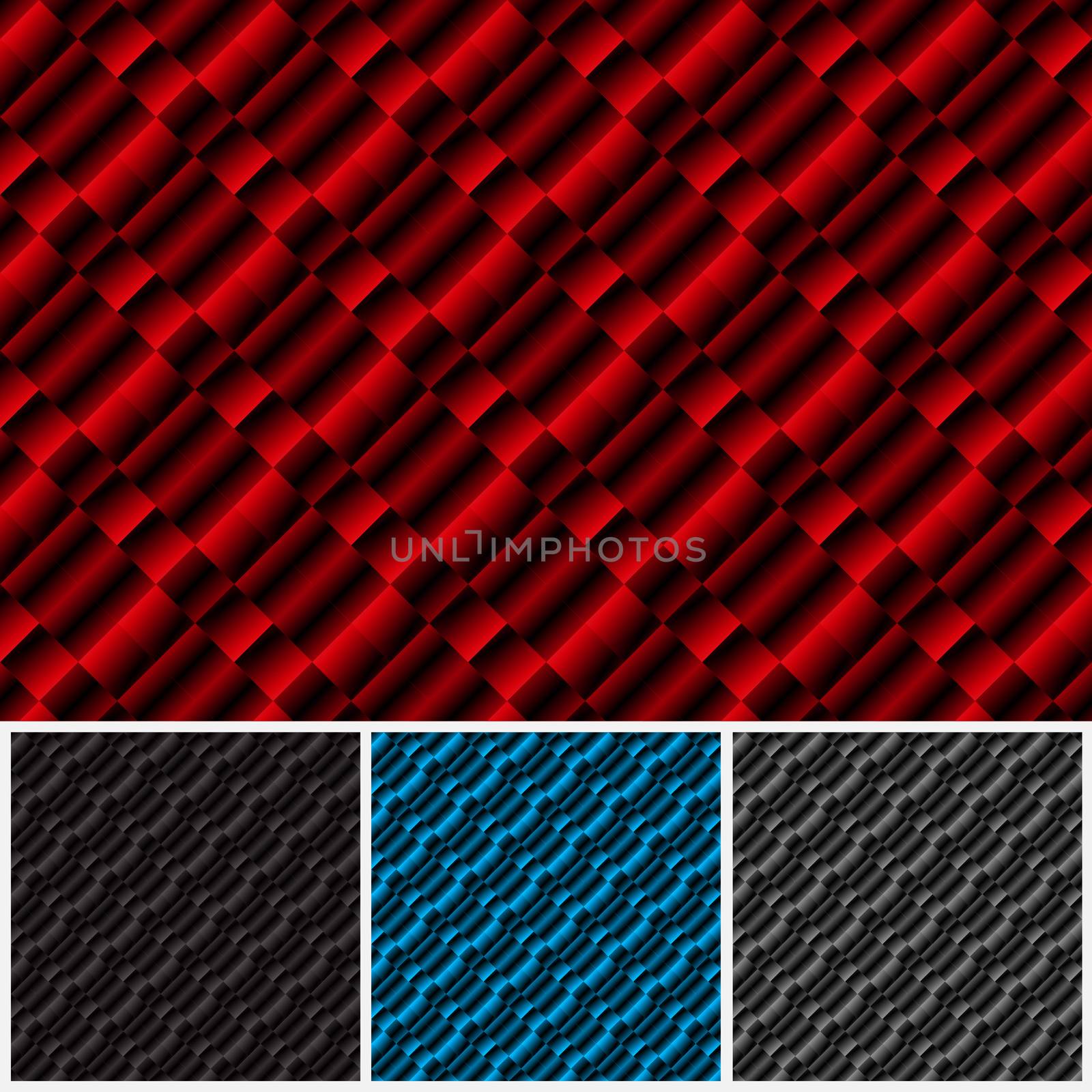 Set of patterns of different colors. Abstract checkered background. Geometric pattern. Vector illustration.