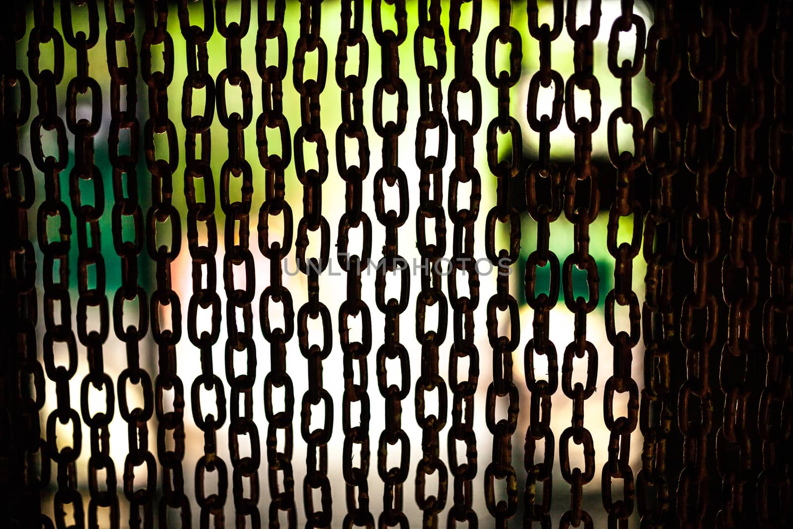 Silhouette Chain arranged in a chain curtains by nopparats