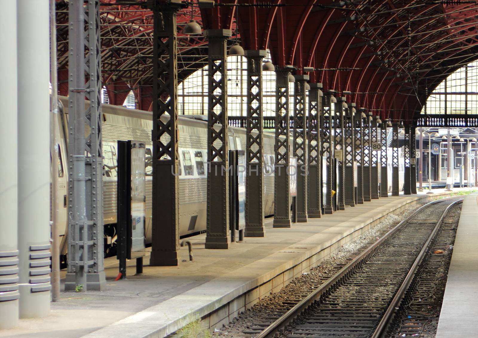 Empty track at Copenhagen central railway station