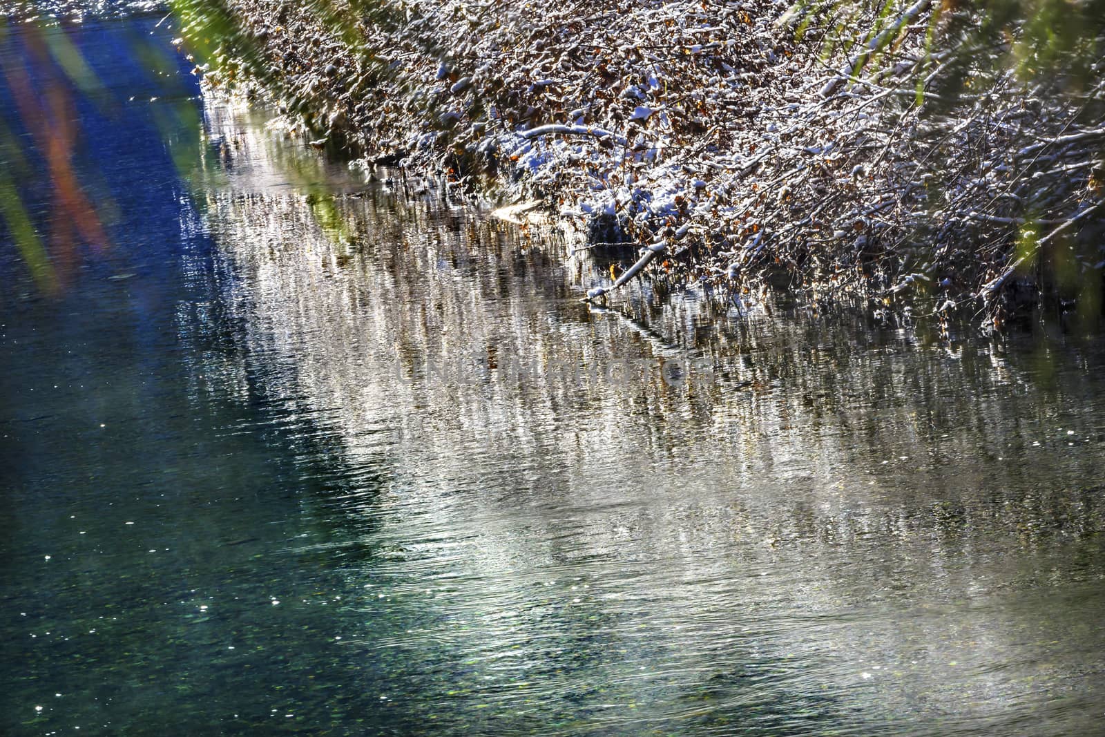 Winter Leaves Snow Ice Abstract Wenatchee River Stevens Pass Leavenworth Washington