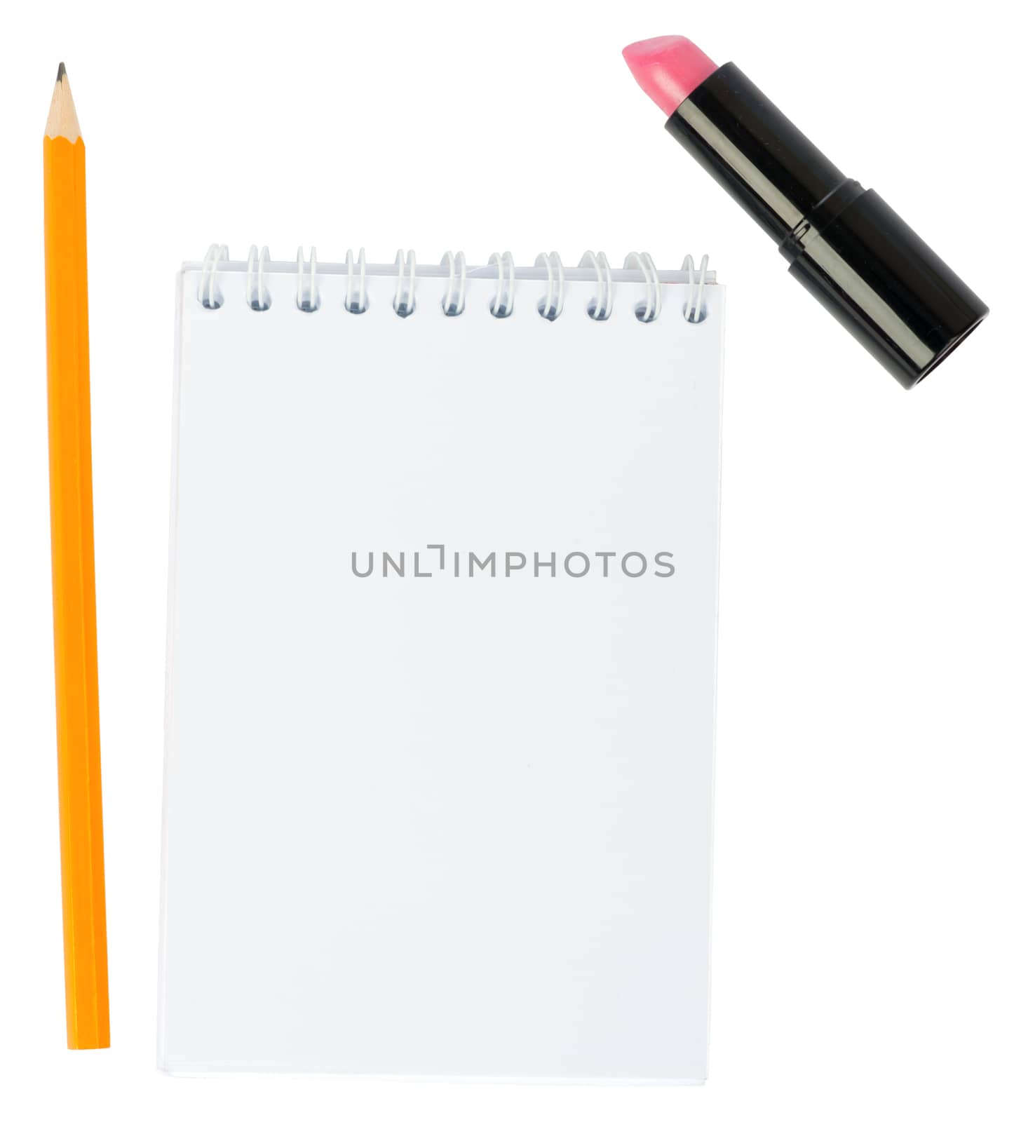 Open copybook with lipstick by cherezoff