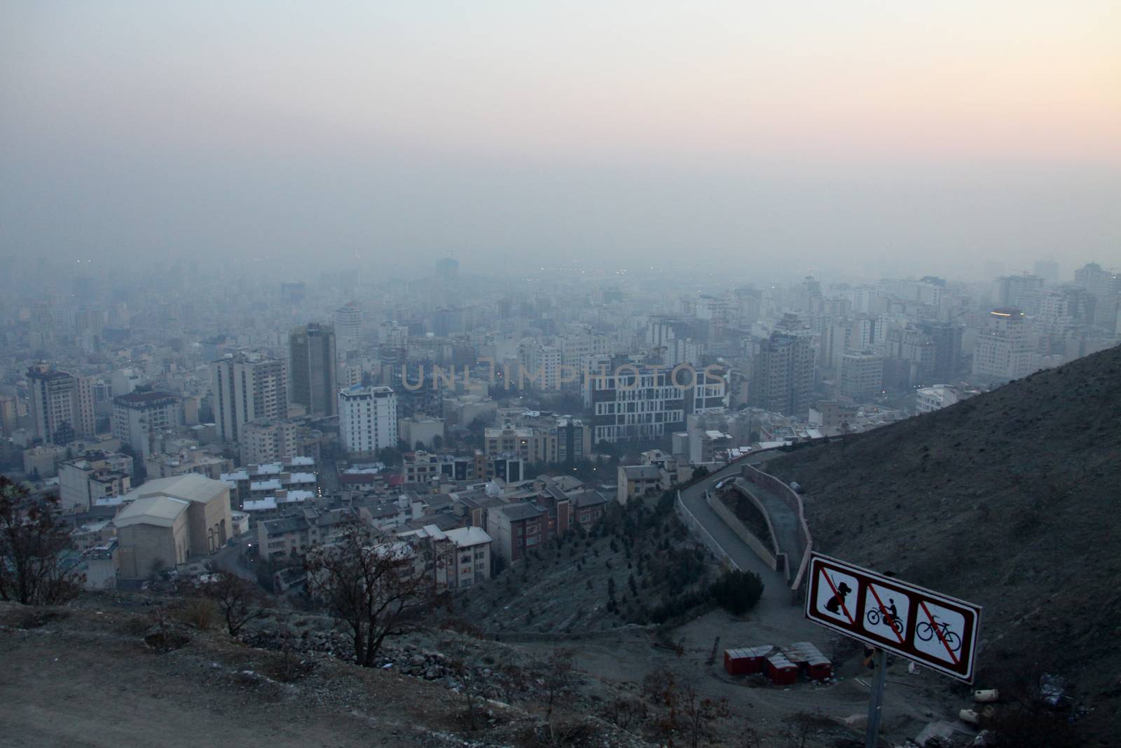 IRAN, Tehran: A shot from a hill, down into the city of Tehran as heavy pollution covers the city on December 29, 2015.The city of an estimated 14 million people was also forced to close schools last week due to the lingering pollution.