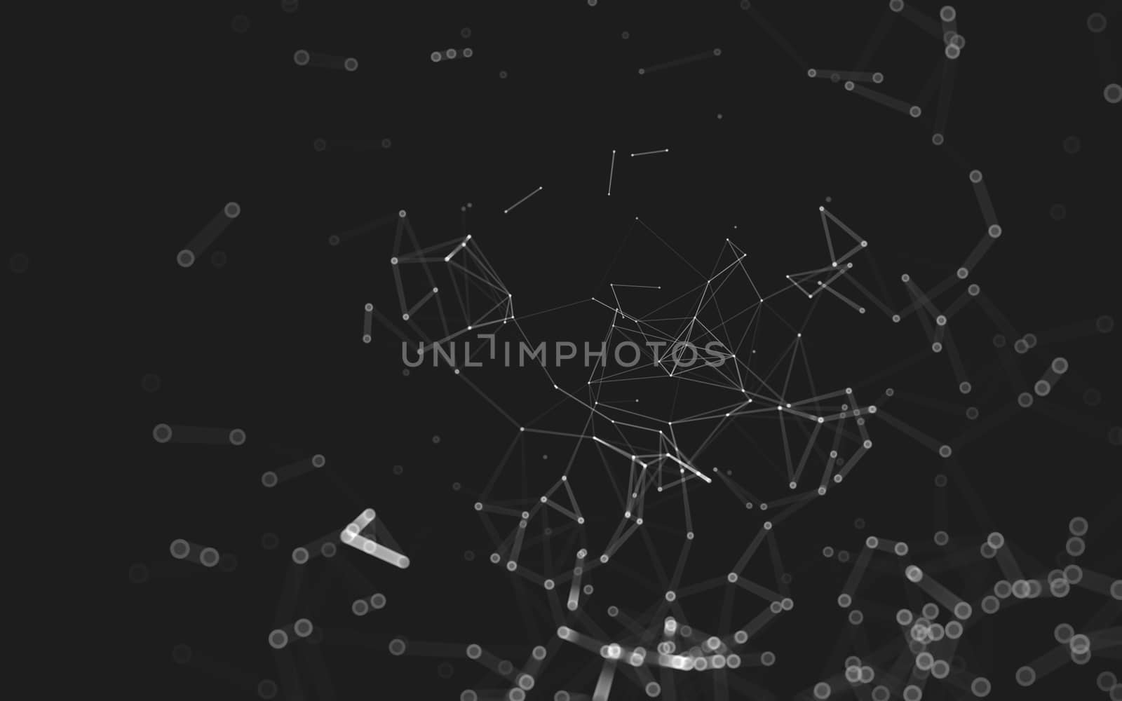 Abstract polygonal space low poly dark background with connecting dots and lines. Connection structure. 3d rendering